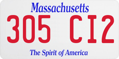 MA license plate 305CI2