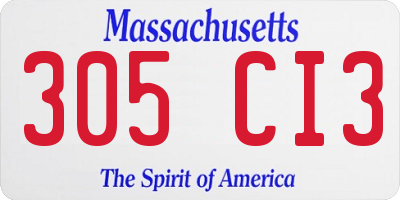 MA license plate 305CI3