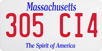 MA license plate 305CI4