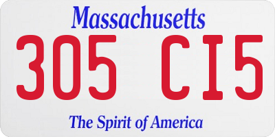 MA license plate 305CI5