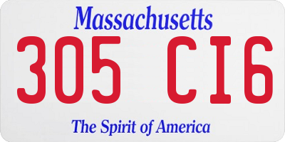 MA license plate 305CI6