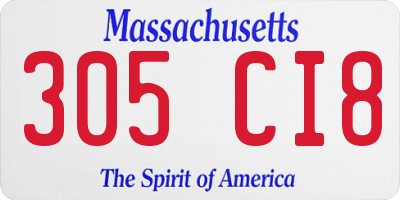 MA license plate 305CI8