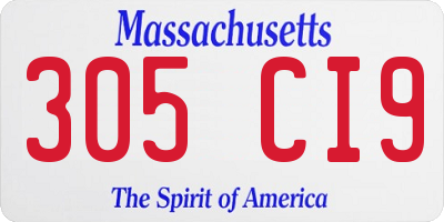 MA license plate 305CI9