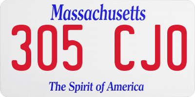 MA license plate 305CJ0