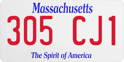MA license plate 305CJ1