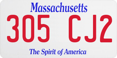 MA license plate 305CJ2