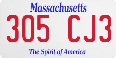 MA license plate 305CJ3