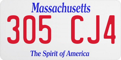 MA license plate 305CJ4