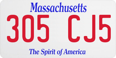 MA license plate 305CJ5