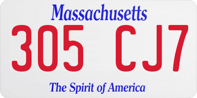MA license plate 305CJ7