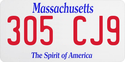 MA license plate 305CJ9