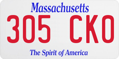MA license plate 305CK0