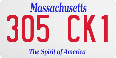 MA license plate 305CK1