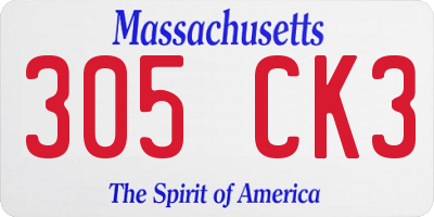 MA license plate 305CK3