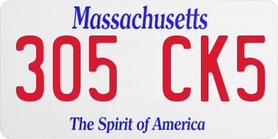 MA license plate 305CK5
