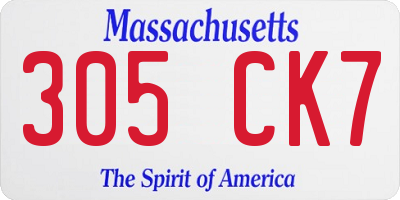 MA license plate 305CK7