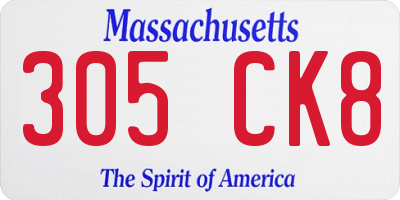 MA license plate 305CK8