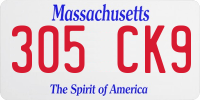 MA license plate 305CK9