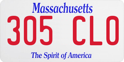 MA license plate 305CL0