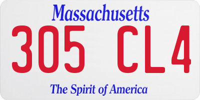 MA license plate 305CL4