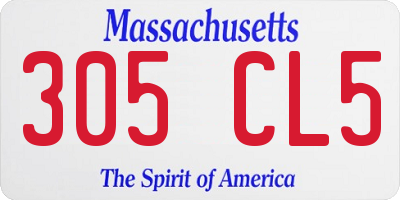 MA license plate 305CL5