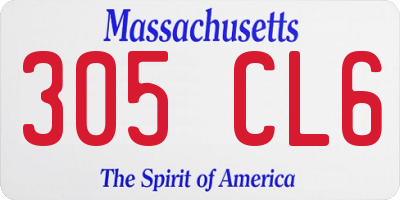 MA license plate 305CL6