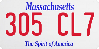 MA license plate 305CL7