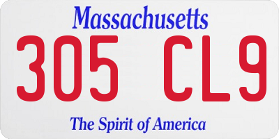MA license plate 305CL9