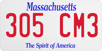 MA license plate 305CM3