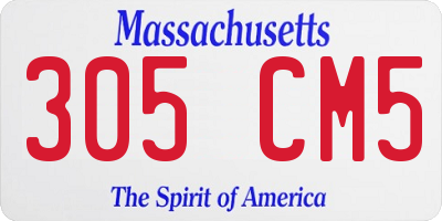 MA license plate 305CM5