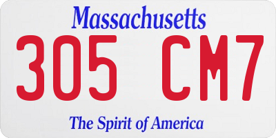 MA license plate 305CM7