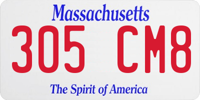 MA license plate 305CM8