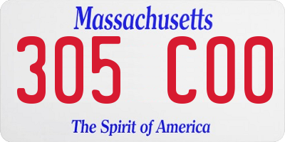 MA license plate 305CO0