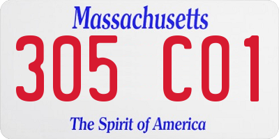 MA license plate 305CO1