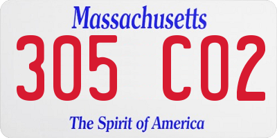 MA license plate 305CO2