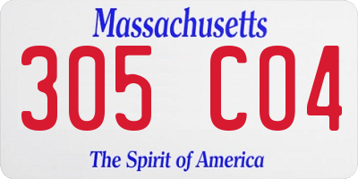 MA license plate 305CO4