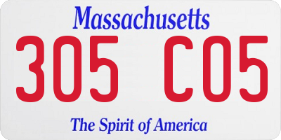 MA license plate 305CO5