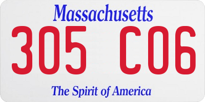 MA license plate 305CO6