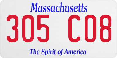 MA license plate 305CO8