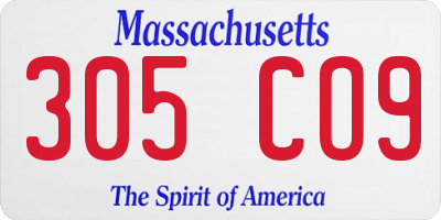 MA license plate 305CO9
