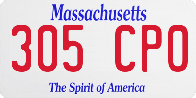 MA license plate 305CP0