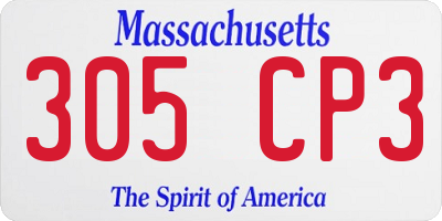 MA license plate 305CP3