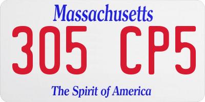MA license plate 305CP5