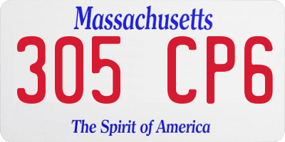 MA license plate 305CP6