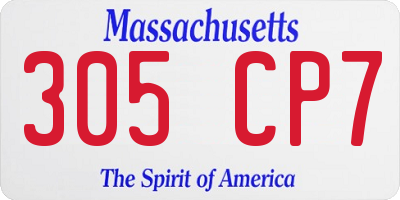 MA license plate 305CP7