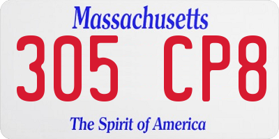 MA license plate 305CP8