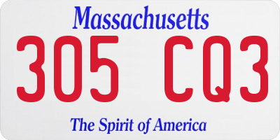 MA license plate 305CQ3