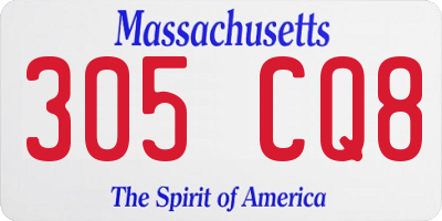 MA license plate 305CQ8
