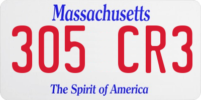 MA license plate 305CR3