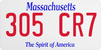 MA license plate 305CR7